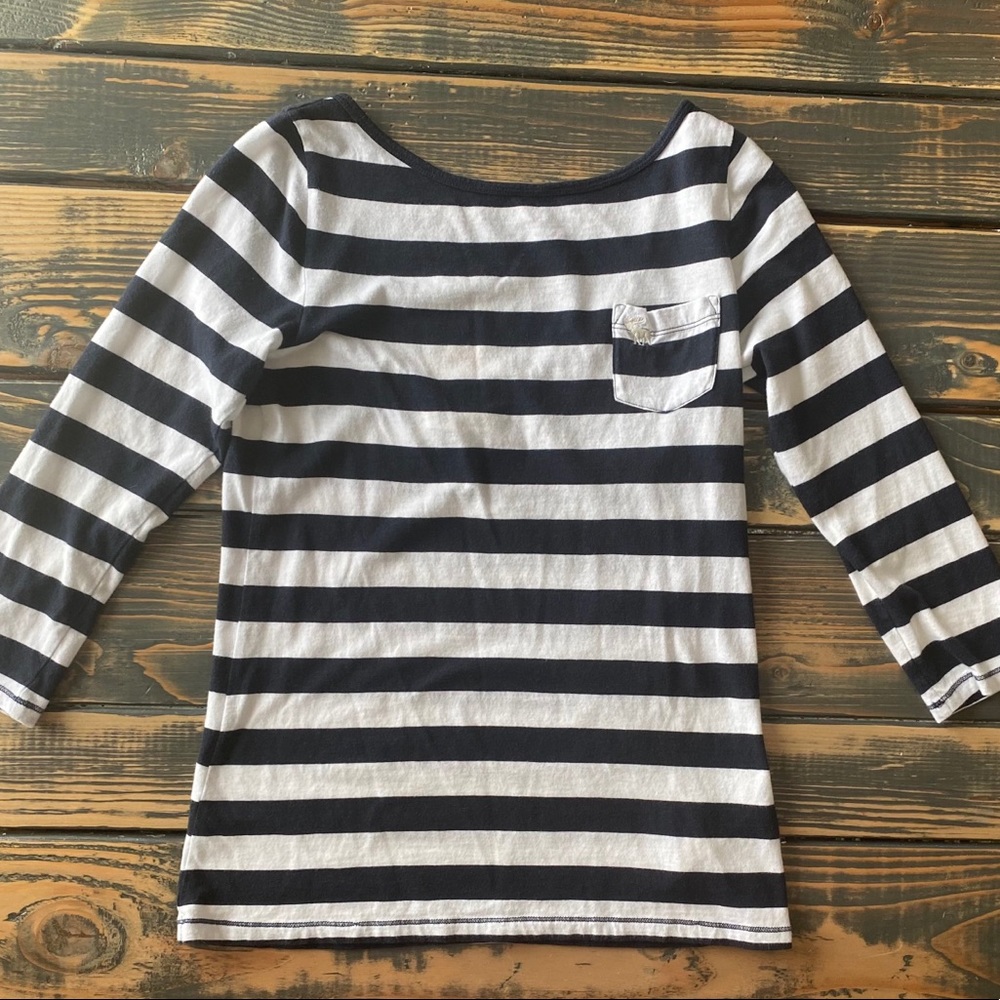 Navy and White A&F Stripe Shirt